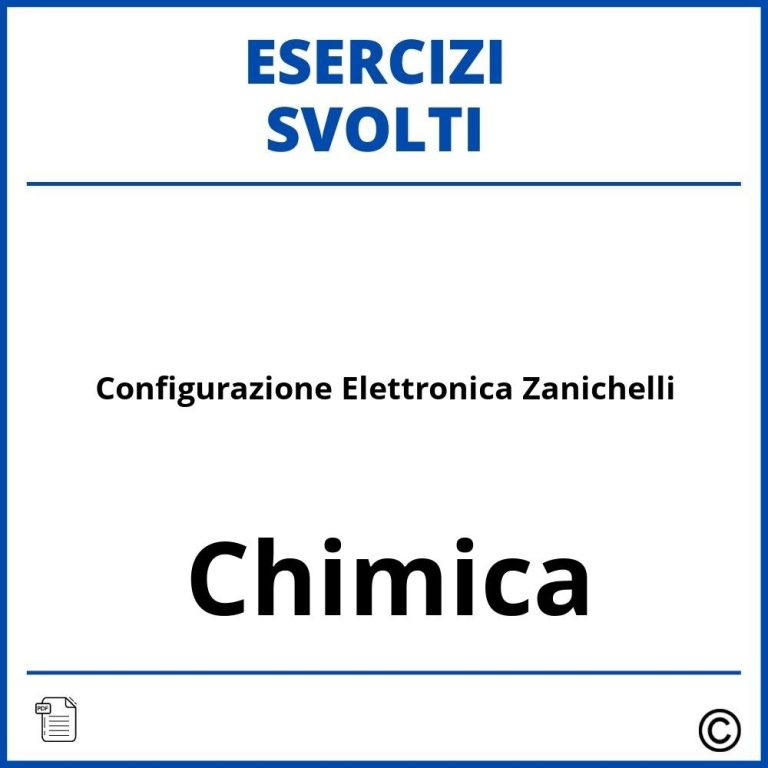 Esercizi Chimica Zanichelli PDF Svolti Soluzioni